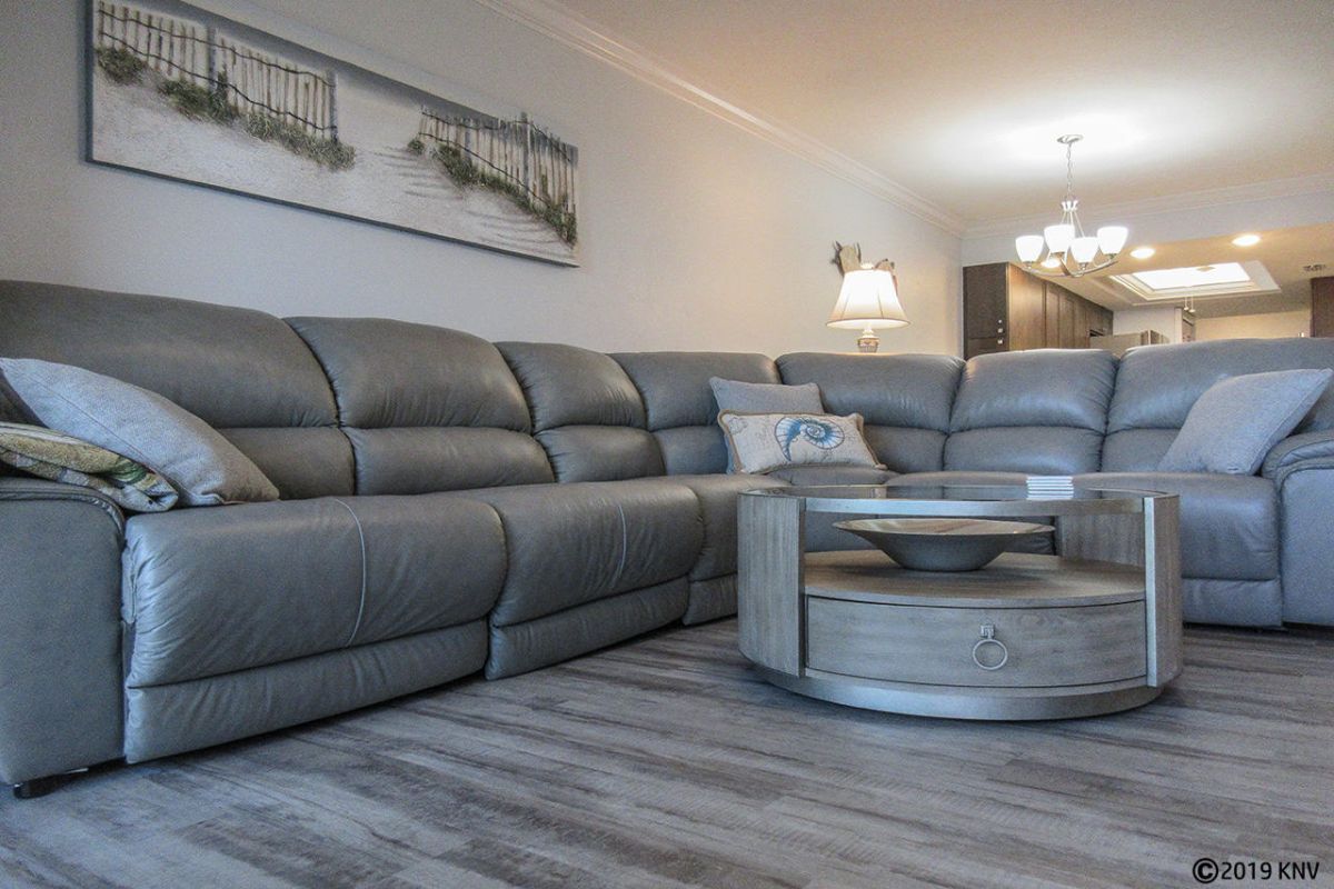 Comfortable seating to enjoy a both a large screen tv or the direct Gulf view
