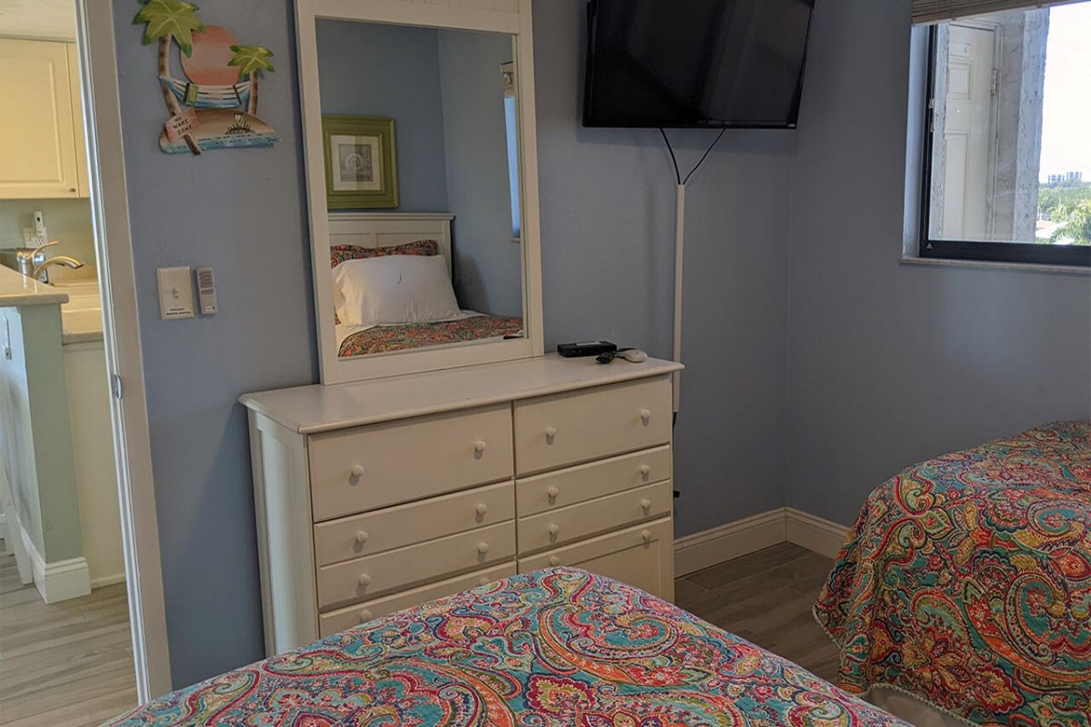 Guest suite has a large wall mount tv with Direct TV access.